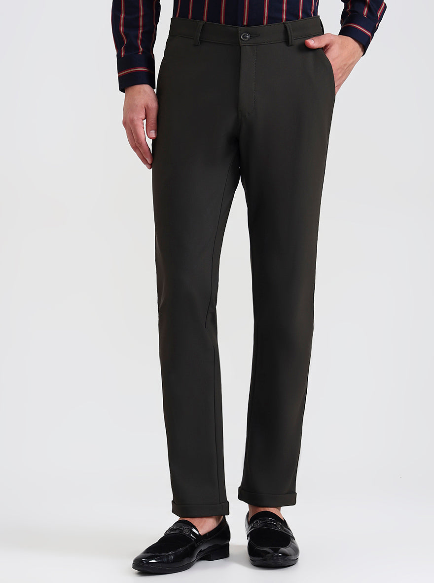 Olive Solid Slim Fit Club Wear Trouser | Wyre