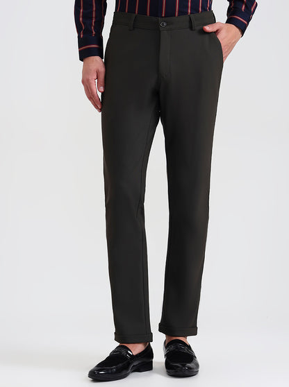 Olive Solid Slim Fit Club Wear Trouser | Wyre