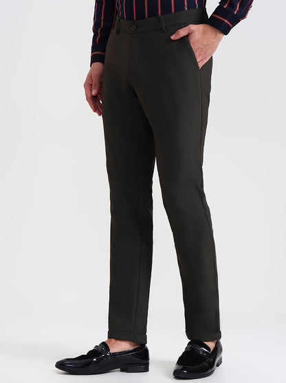 Olive Solid Slim Fit Club Wear Trouser | Wyre