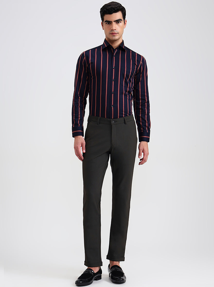 Olive Solid Slim Fit Club Wear Trouser | Wyre