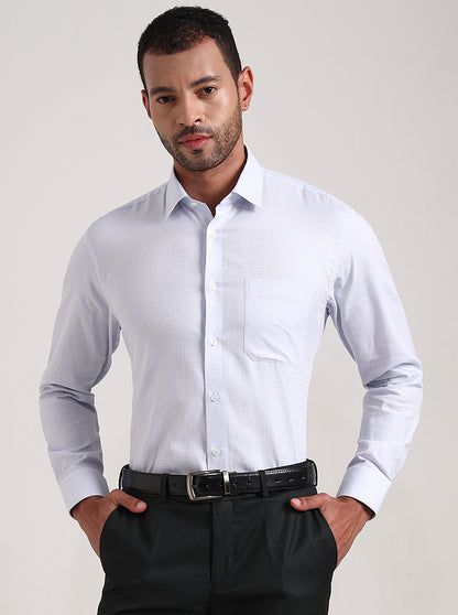 Sky Blue Solid Regular Fit Formal Shirt | JadeBlue