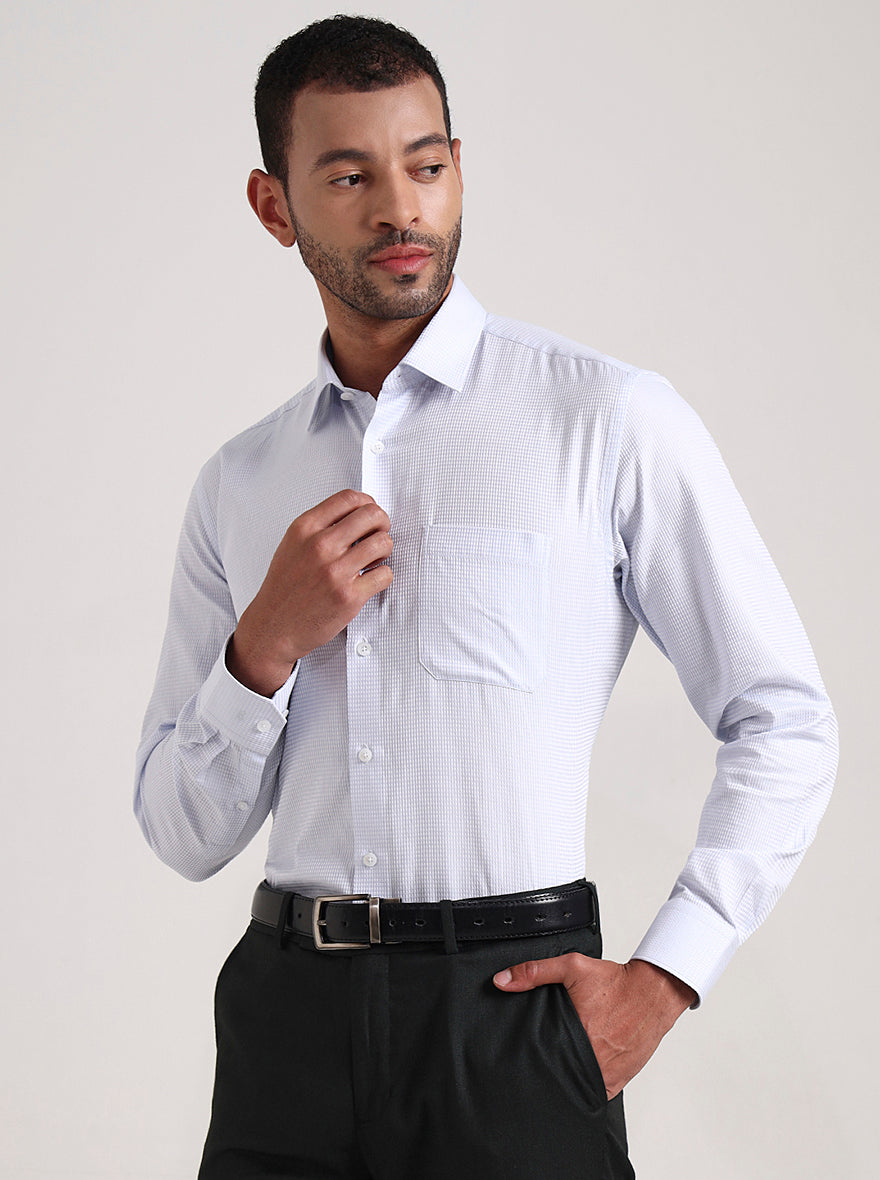 Sky Blue Solid Regular Fit Formal Shirt | JadeBlue