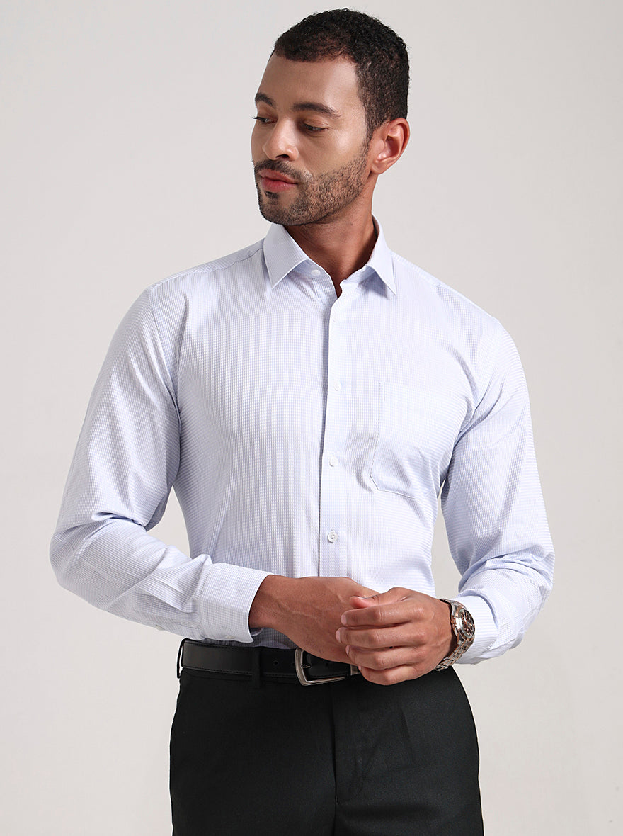 Sky Blue Solid Regular Fit Formal Shirt | JadeBlue