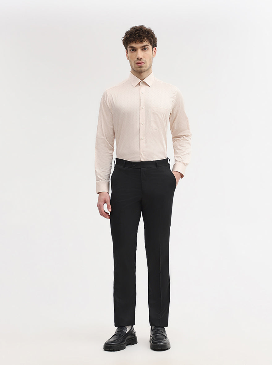Black Solid Slim Fit Formal Trouser | JadeBlue Super Luxe