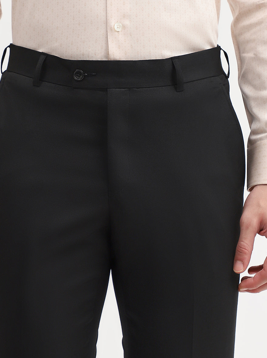 Black Solid Slim Fit Formal Trouser | JadeBlue Super Luxe