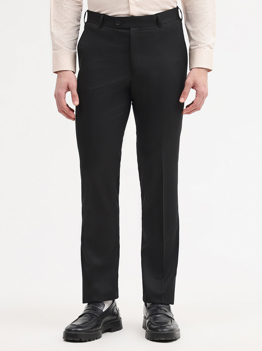 Black Solid Slim Fit Formal Trouser | JadeBlue Super Luxe