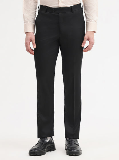Black Solid Slim Fit Formal Trouser | JadeBlue Super Luxe
