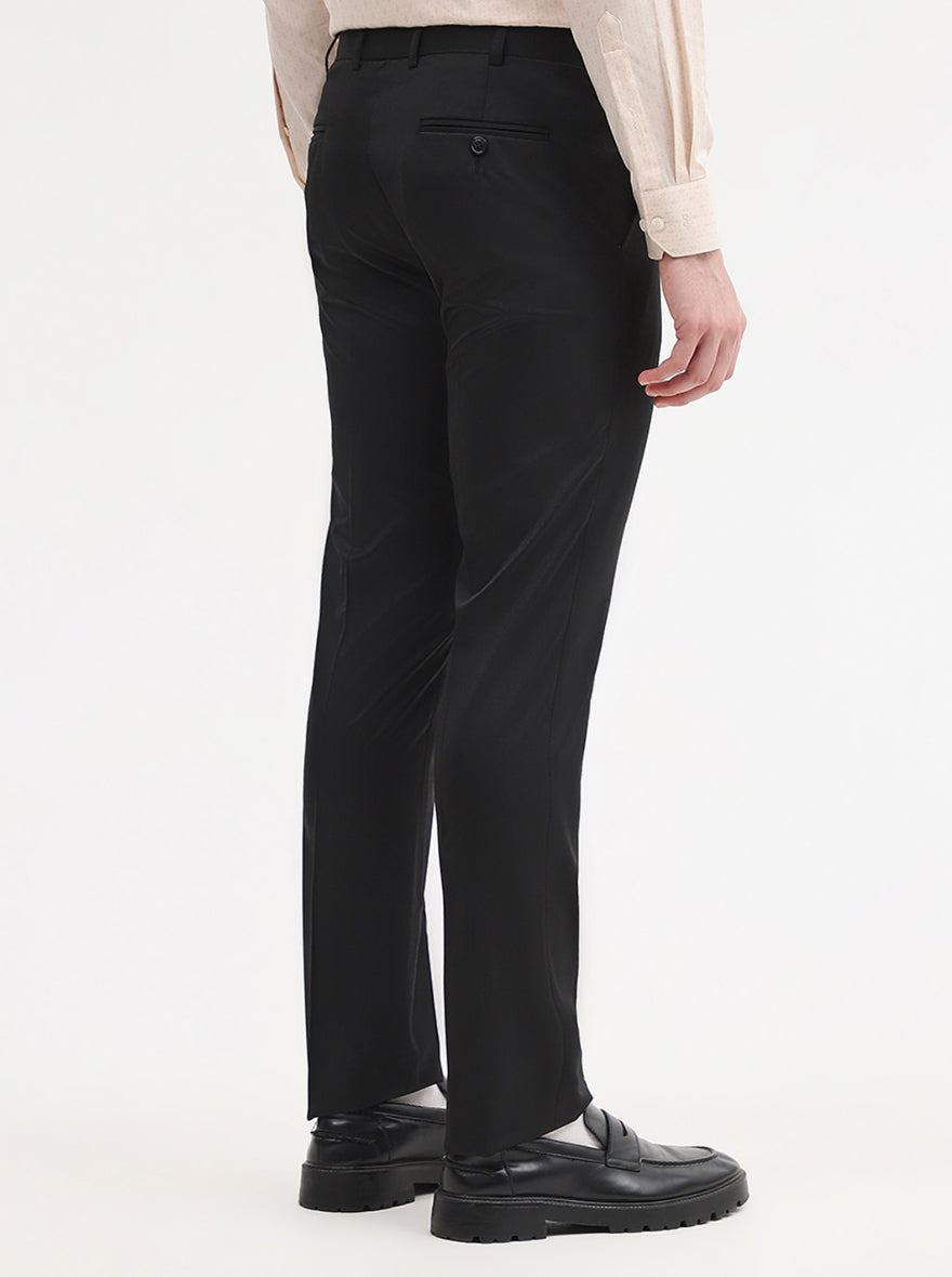Black Solid Slim Fit Formal Trouser | JadeBlue Super Luxe