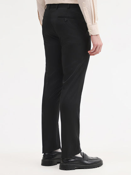 Black Solid Slim Fit Formal Trouser | JadeBlue Super Luxe