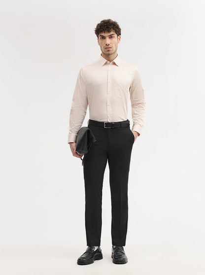 Black Solid Slim Fit Formal Trouser | JadeBlue Super Luxe
