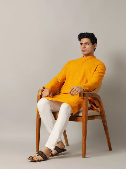 Yellow Embroidered Kurta | The Kurta Company