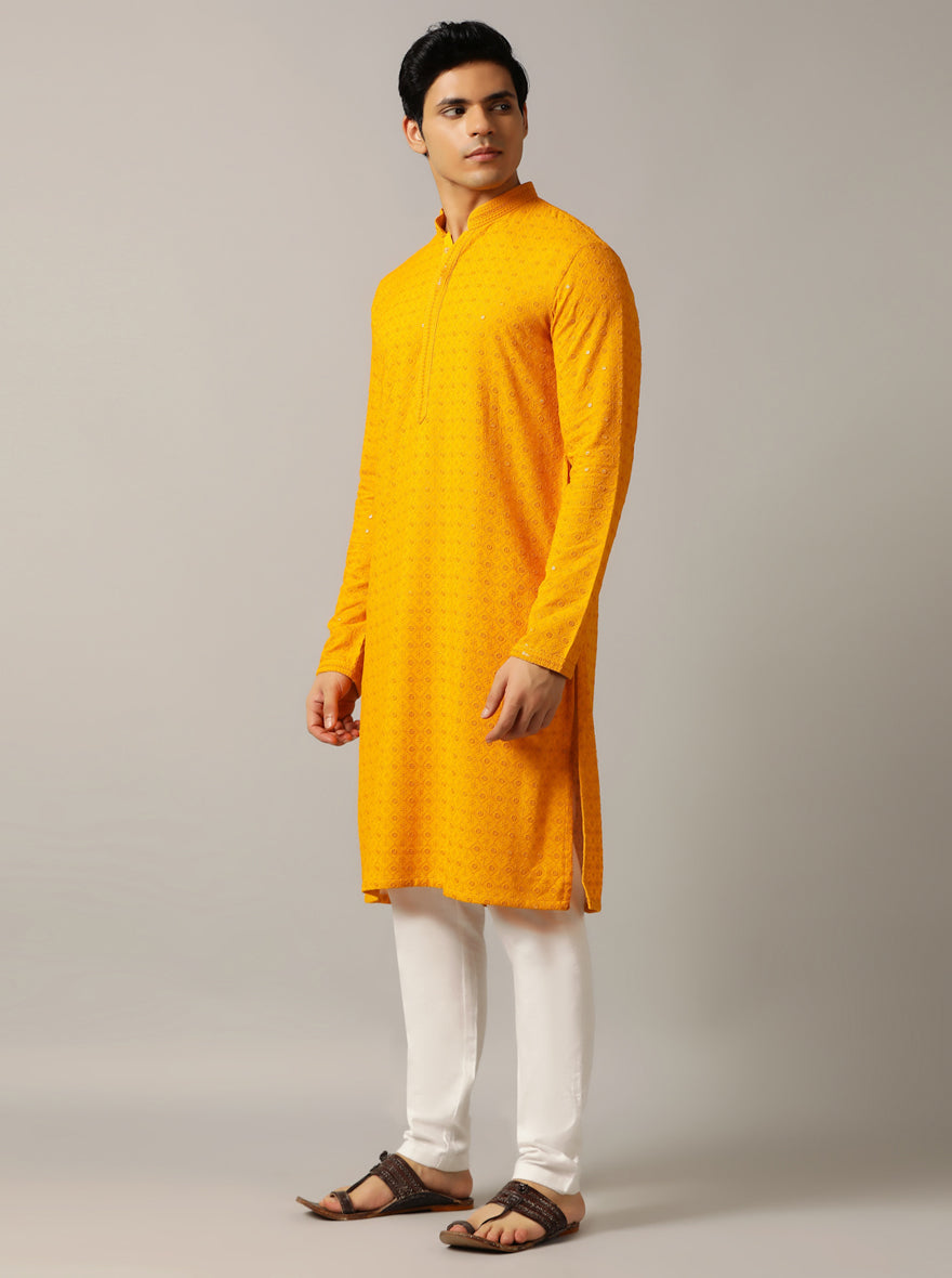 Yellow Embroidered Kurta | The Kurta Company