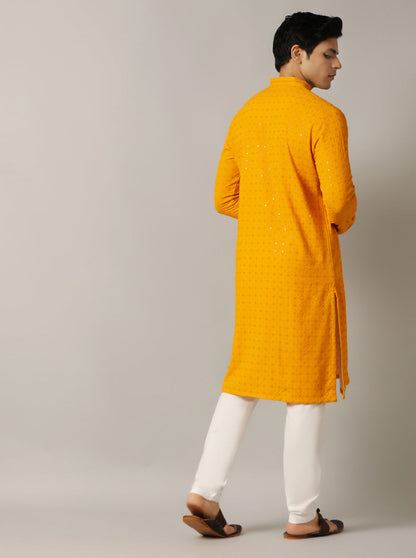 Yellow Embroidered Kurta | The Kurta Company