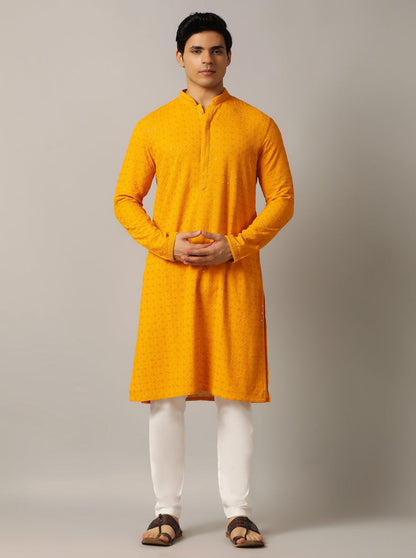 Yellow Embroidered Kurta | The Kurta Company