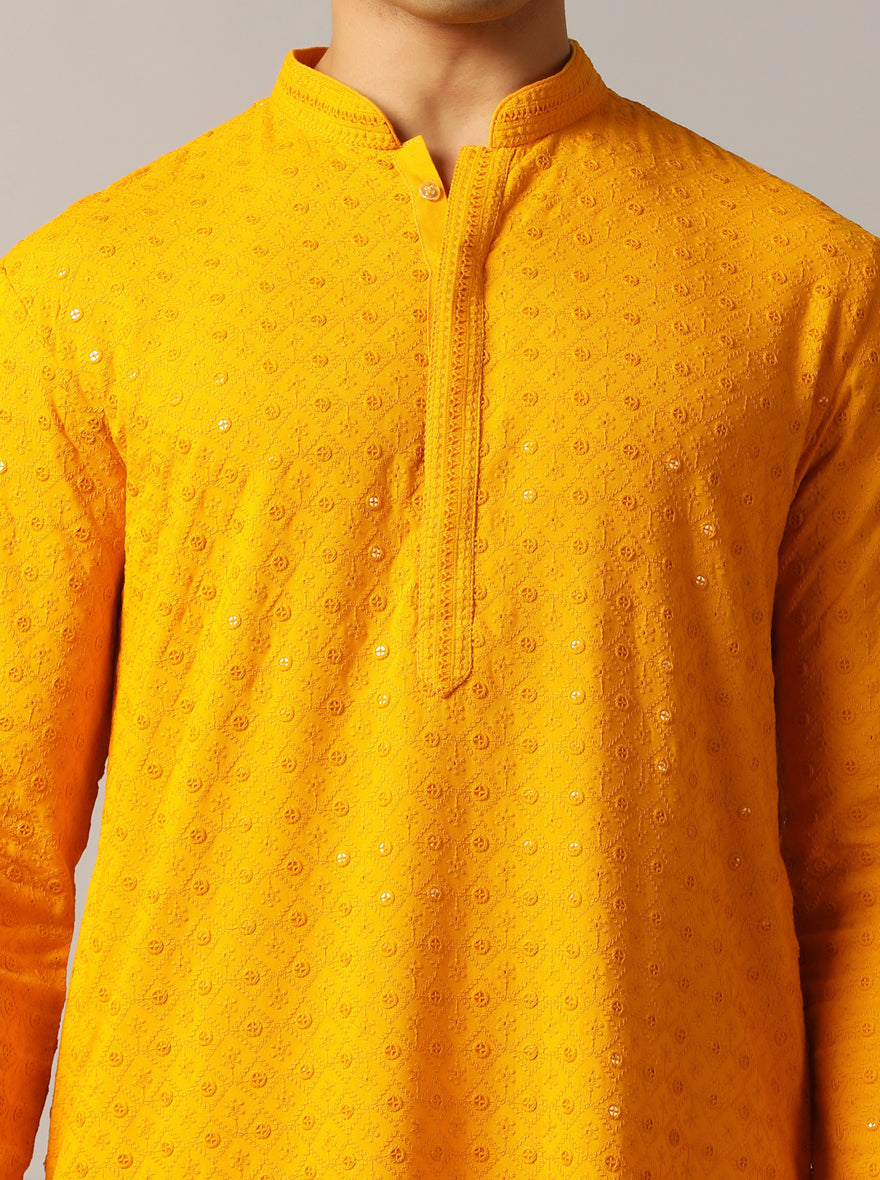 Yellow Embroidered Kurta | The Kurta Company
