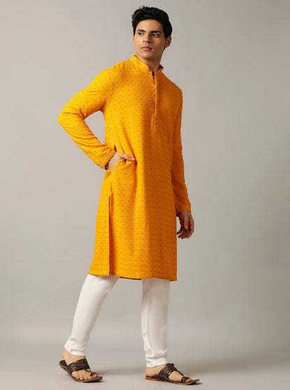 Yellow Embroidered Kurta | The Kurta Company