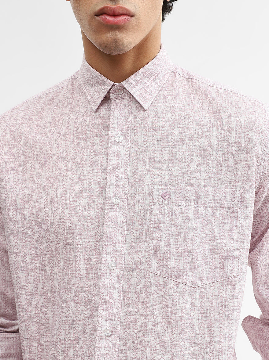 Pink Printed Smart Fit Semi Casual Shirt | Greenfibre