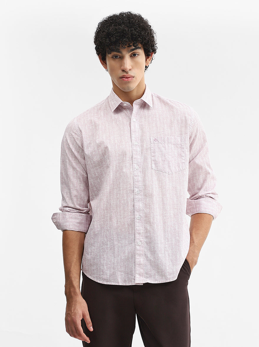 Pink Printed Smart Fit Semi Casual Shirt | Greenfibre