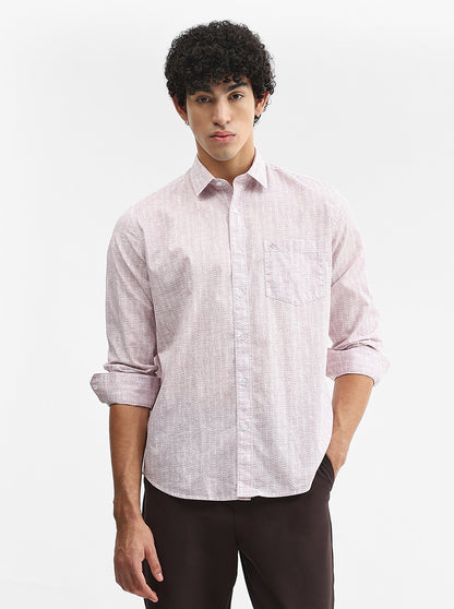Pink Printed Smart Fit Semi Casual Shirt | Greenfibre