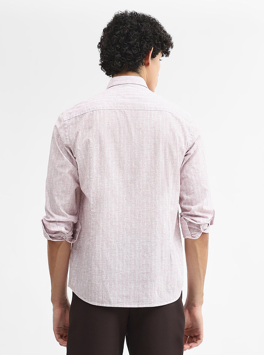 Pink Printed Smart Fit Semi Casual Shirt | Greenfibre