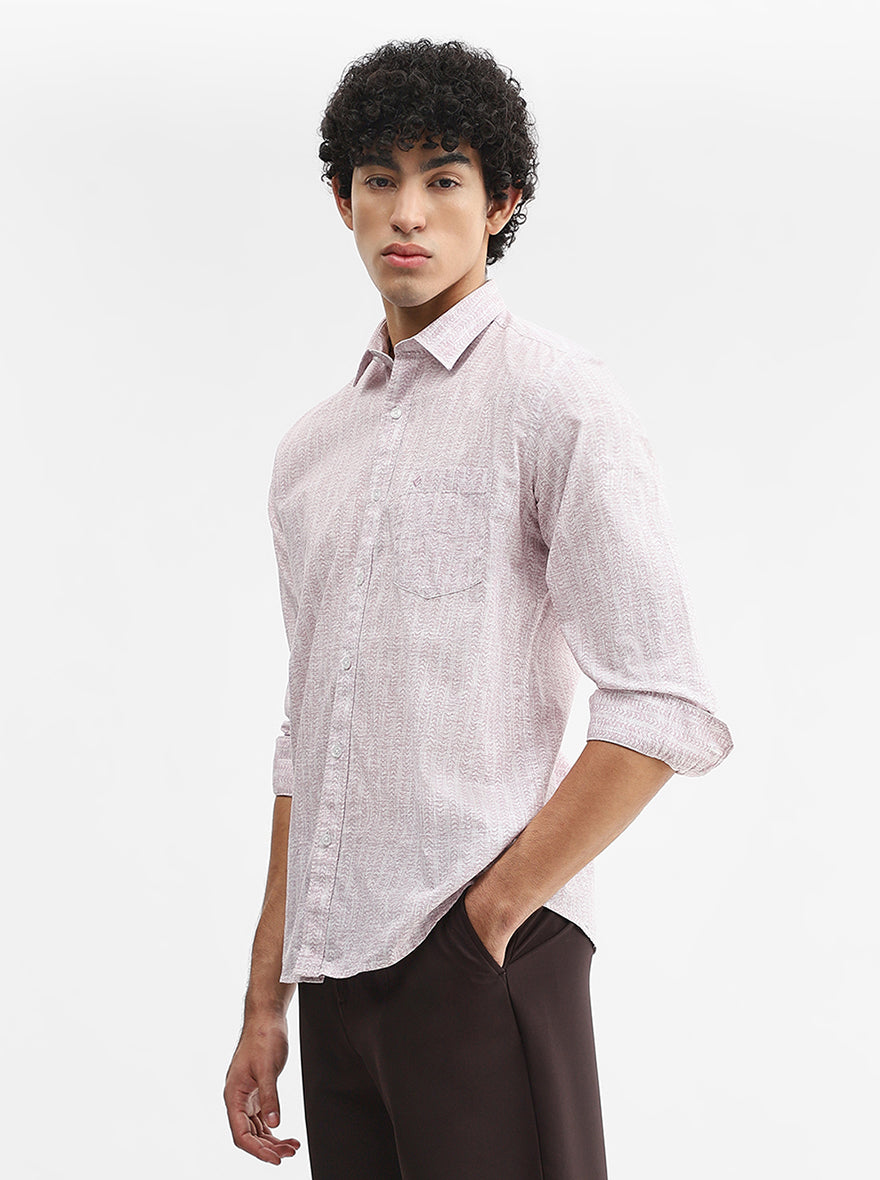 Pink Printed Smart Fit Semi Casual Shirt | Greenfibre