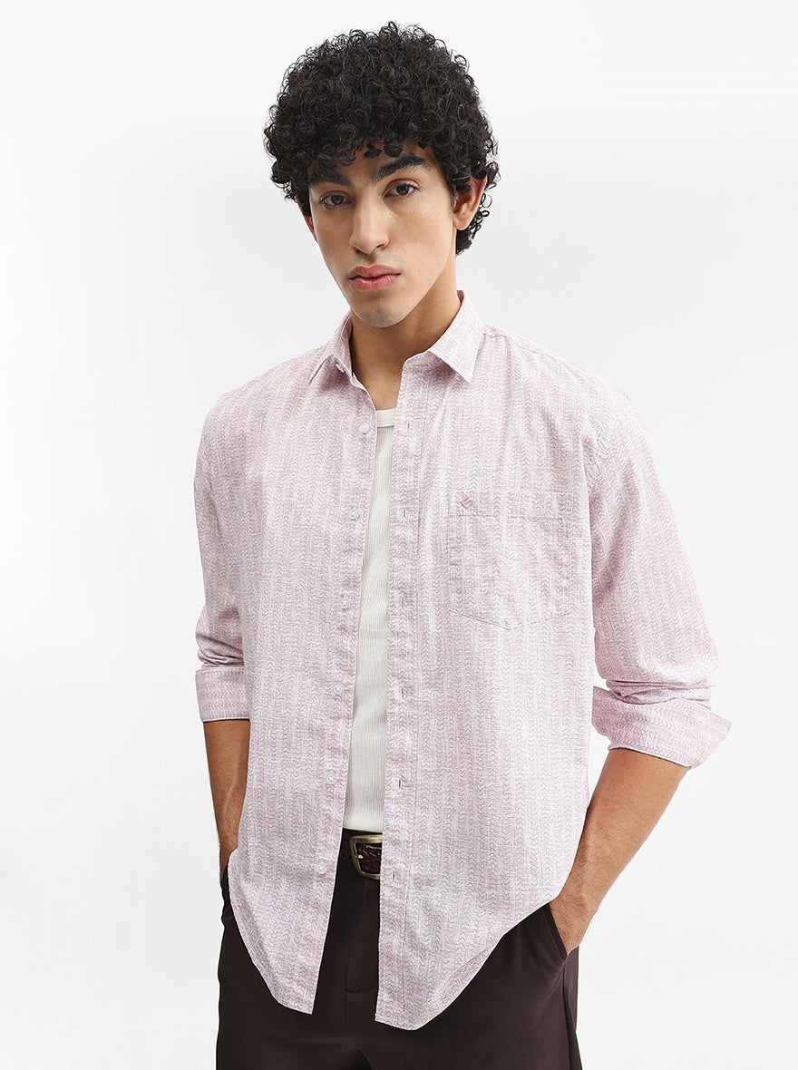 Pink Printed Smart Fit Semi Casual Shirt | Greenfibre