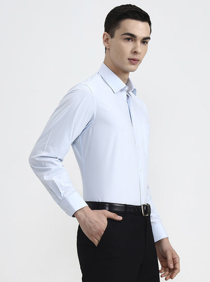 Light Blue Solid Regular Fit Formal Shirt | JadeBlue