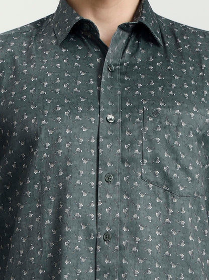 Green Printed Smart Fit Semi Casual Shirt | Greenfibre