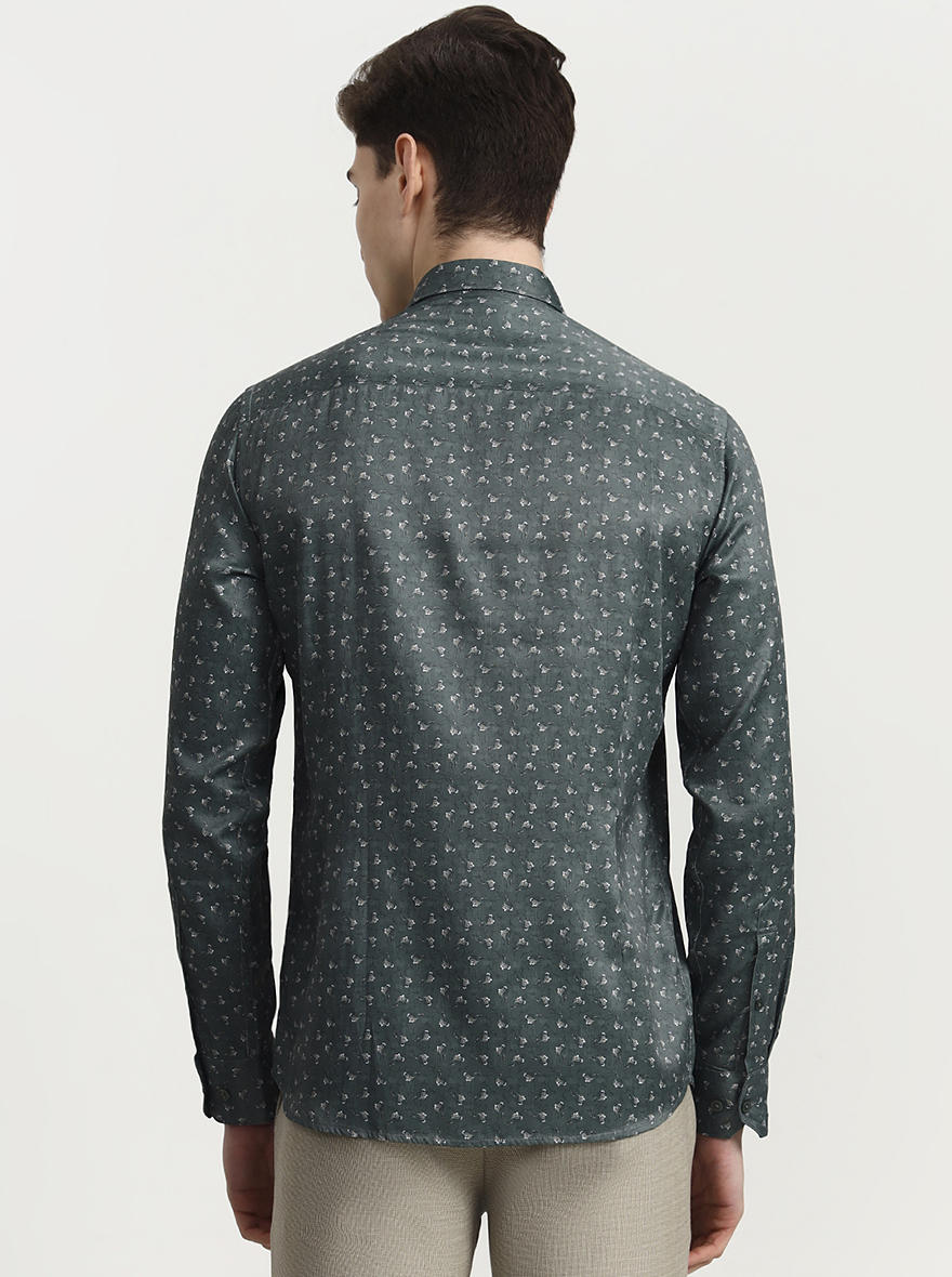Green Printed Smart Fit Semi Casual Shirt | Greenfibre