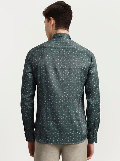 Green Printed Smart Fit Semi Casual Shirt | Greenfibre