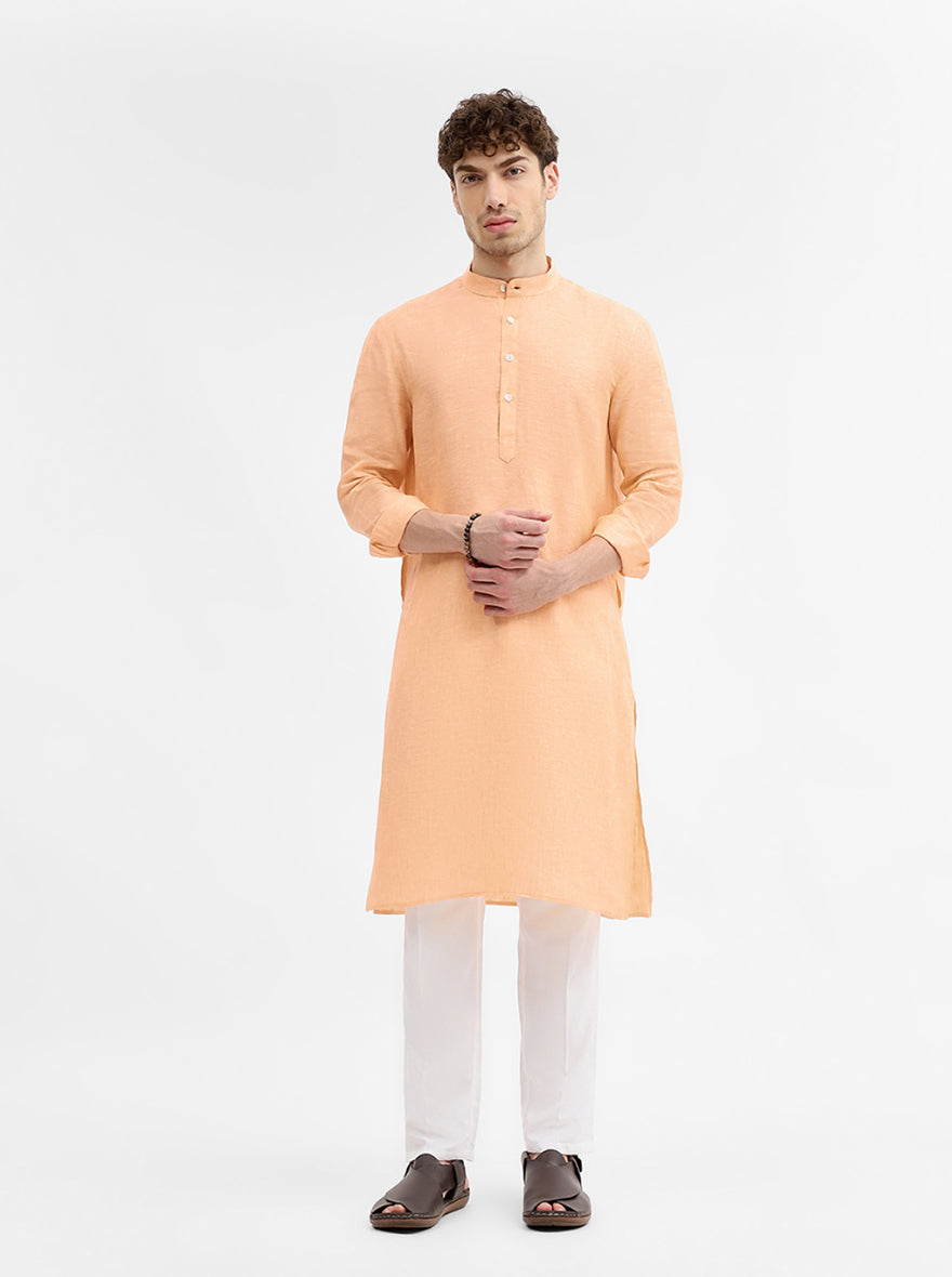 Orange Solid Modi Kurta | JadeBlue