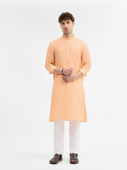 Orange Solid Modi Kurta | JadeBlue