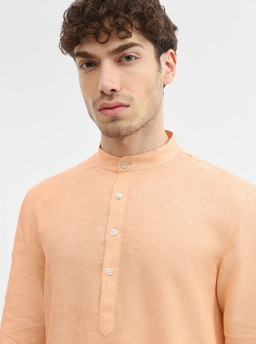 Orange Solid Modi Kurta | JadeBlue