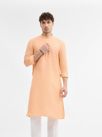 Orange Solid Modi Kurta | JadeBlue