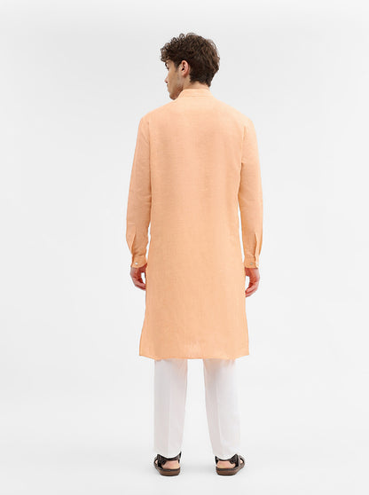 Orange Solid Modi Kurta | JadeBlue