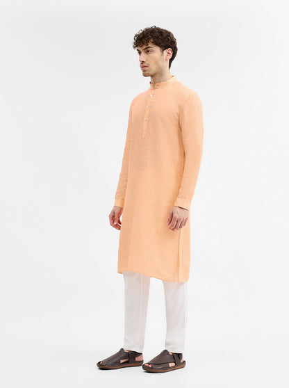 Orange Solid Modi Kurta | JadeBlue