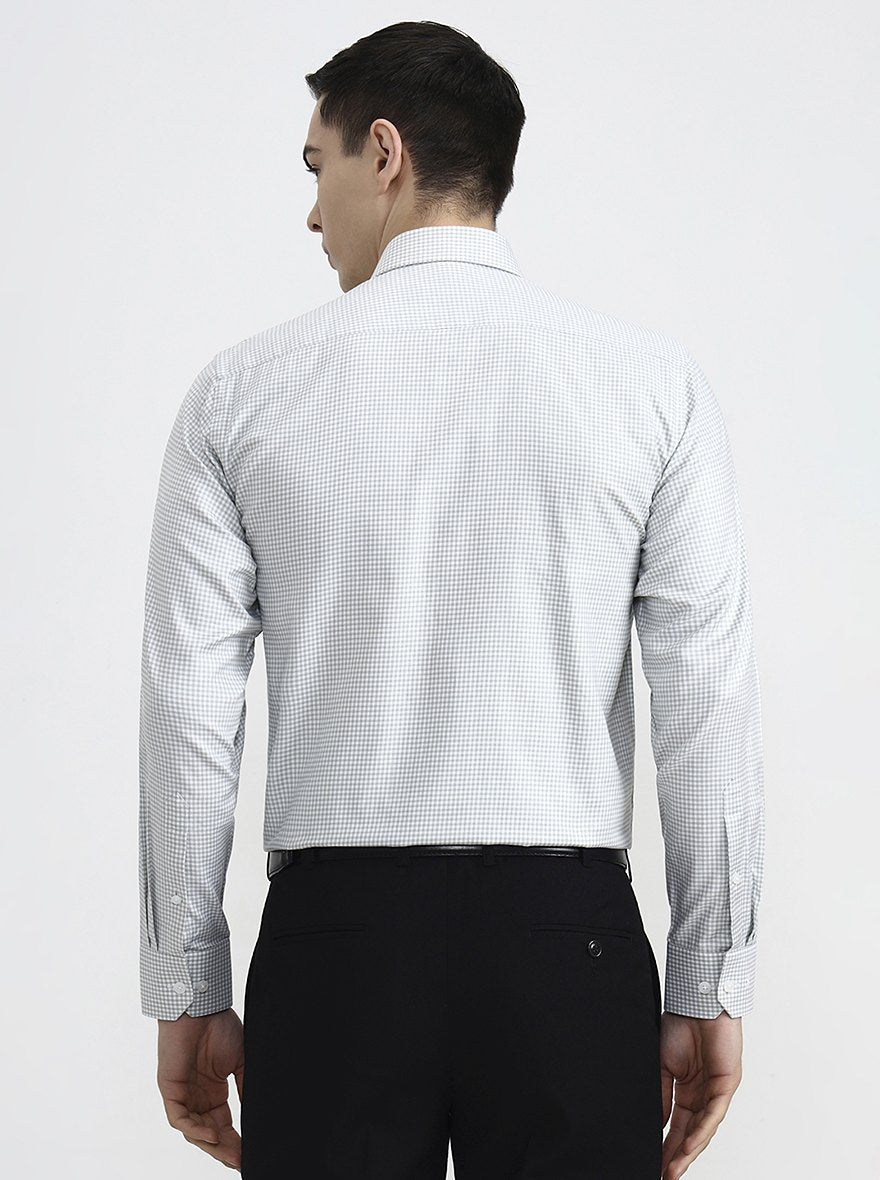 White & Green Checked Regular Fit Formal Shirt | JadeBlue