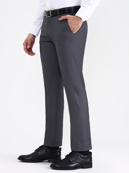 Dark Grey Solid Super Slim Fit Formal Trouser | JB X JB