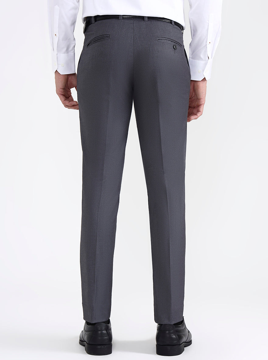 Dark Grey Solid Super Slim Fit Formal Trouser | JB X JB