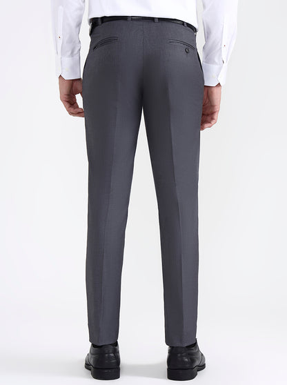 Dark Grey Solid Super Slim Fit Formal Trouser | JB X JB