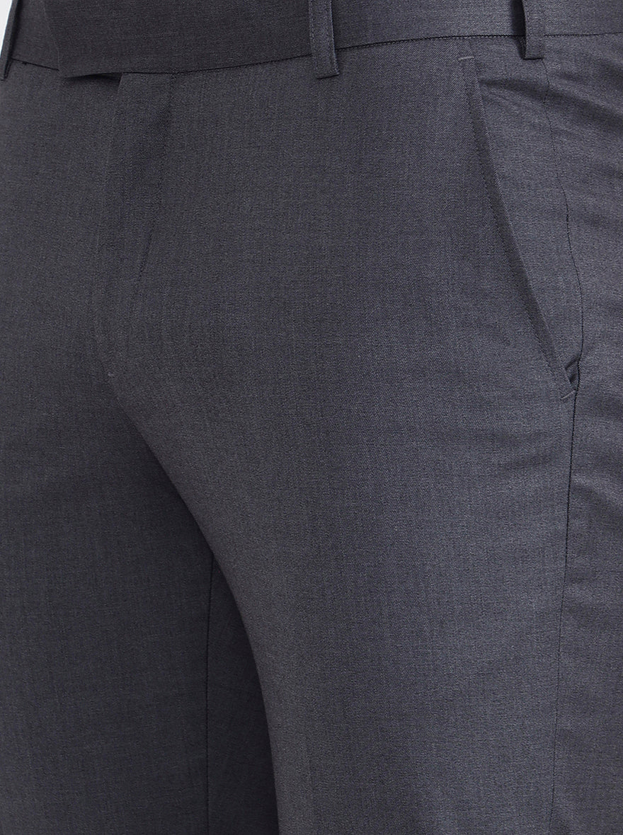 Dark Grey Solid Super Slim Fit Formal Trouser | JB X JB