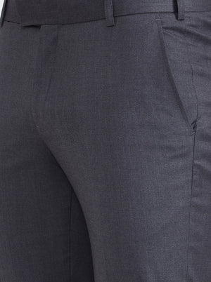 Dark Grey Solid Super Slim Fit Formal Trouser | JB X JB