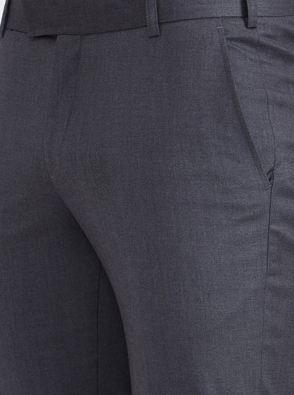 Dark Grey Solid Super Slim Fit Formal Trouser | JB X JB