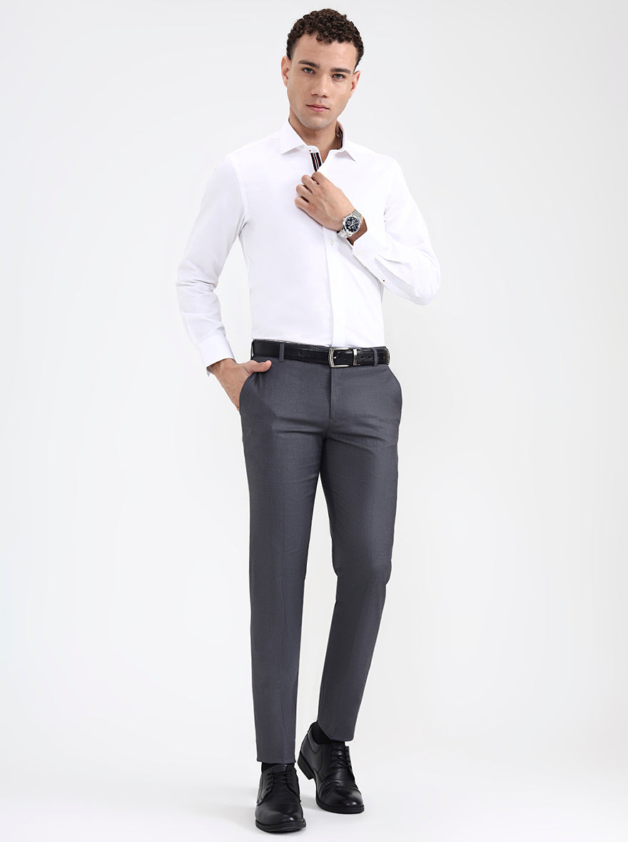 Dark Grey Solid Super Slim Fit Formal Trouser | JB X JB
