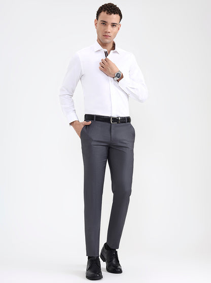 Dark Grey Solid Super Slim Fit Formal Trouser | JB X JB