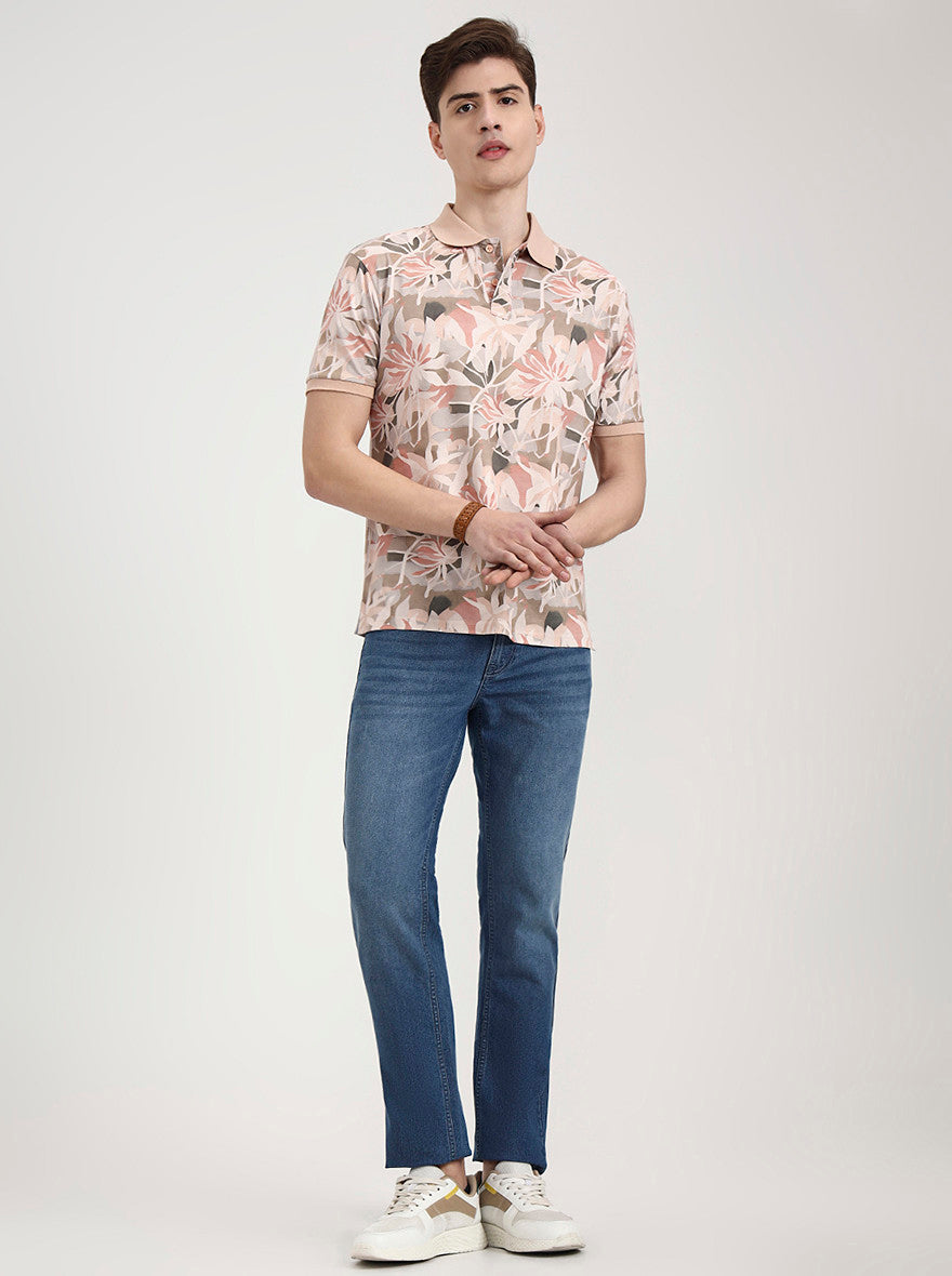 Mid Indigo Blue Solid Straight Fit Jeans | Greenfibre