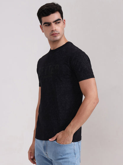 Black Printed Slim Fit T-Shirt | JadeBlue
