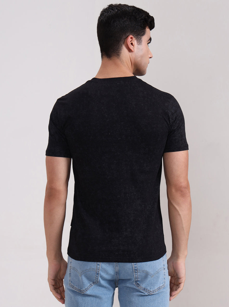 Black Printed Slim Fit T-Shirt | JadeBlue