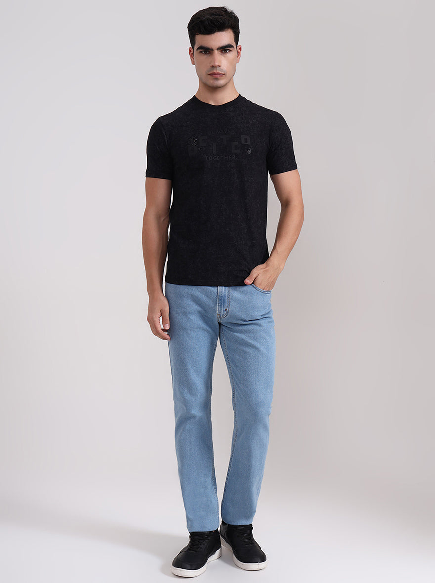 Black Printed Slim Fit T-Shirt | JadeBlue