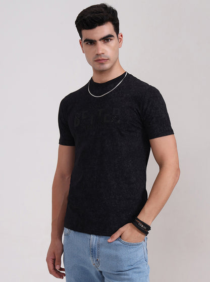 Black Printed Slim Fit T-Shirt | JadeBlue